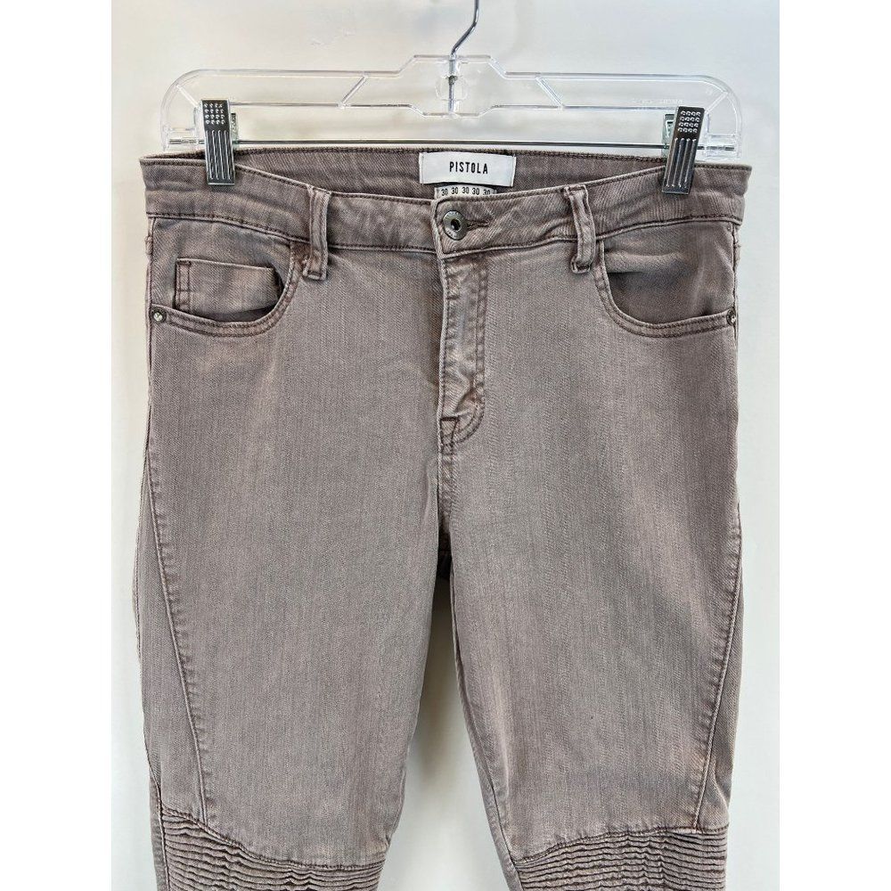 Pistola Womens Size 30 Gray Brown Ribbed Knee Skinny Jeans - Picture 3 of 7